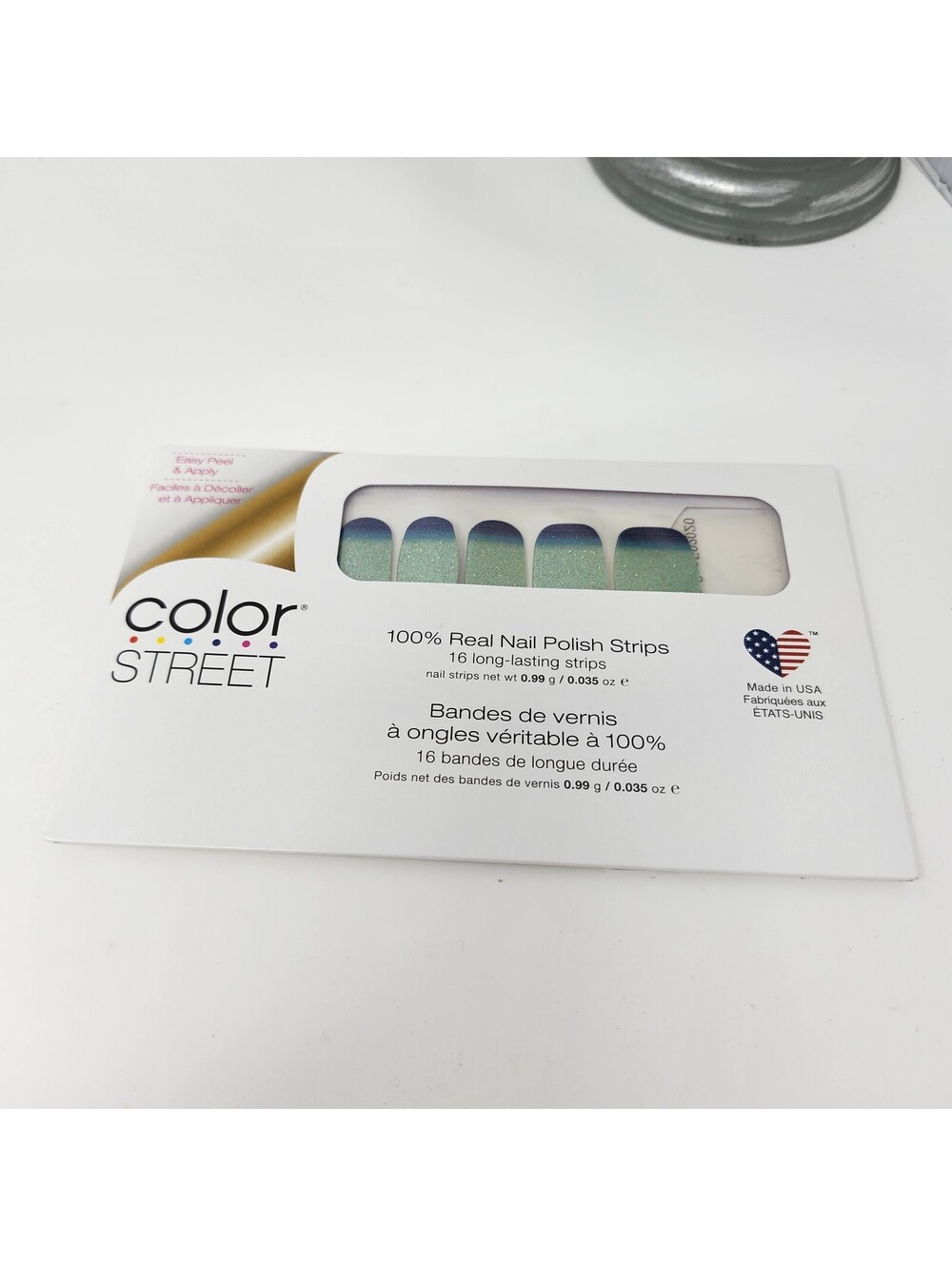 Color Street Long Time No Sea Nail Polish Strip Blue Green Ombre Glitter Retired
